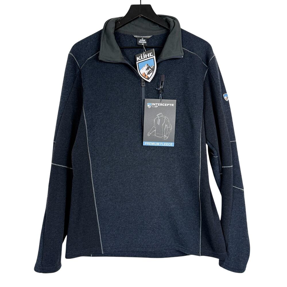 New Kuhl Mens Interceptr 1/4 Zip Fleece Sweater Navy Blue $139 - M